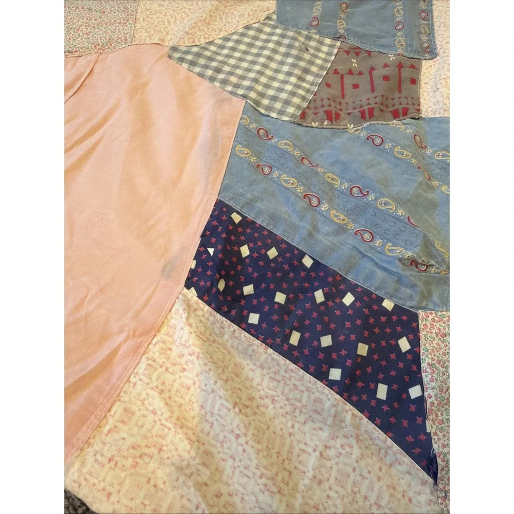 Vintage Handmade Crazy Quilt Patchwork Scrap 75x70